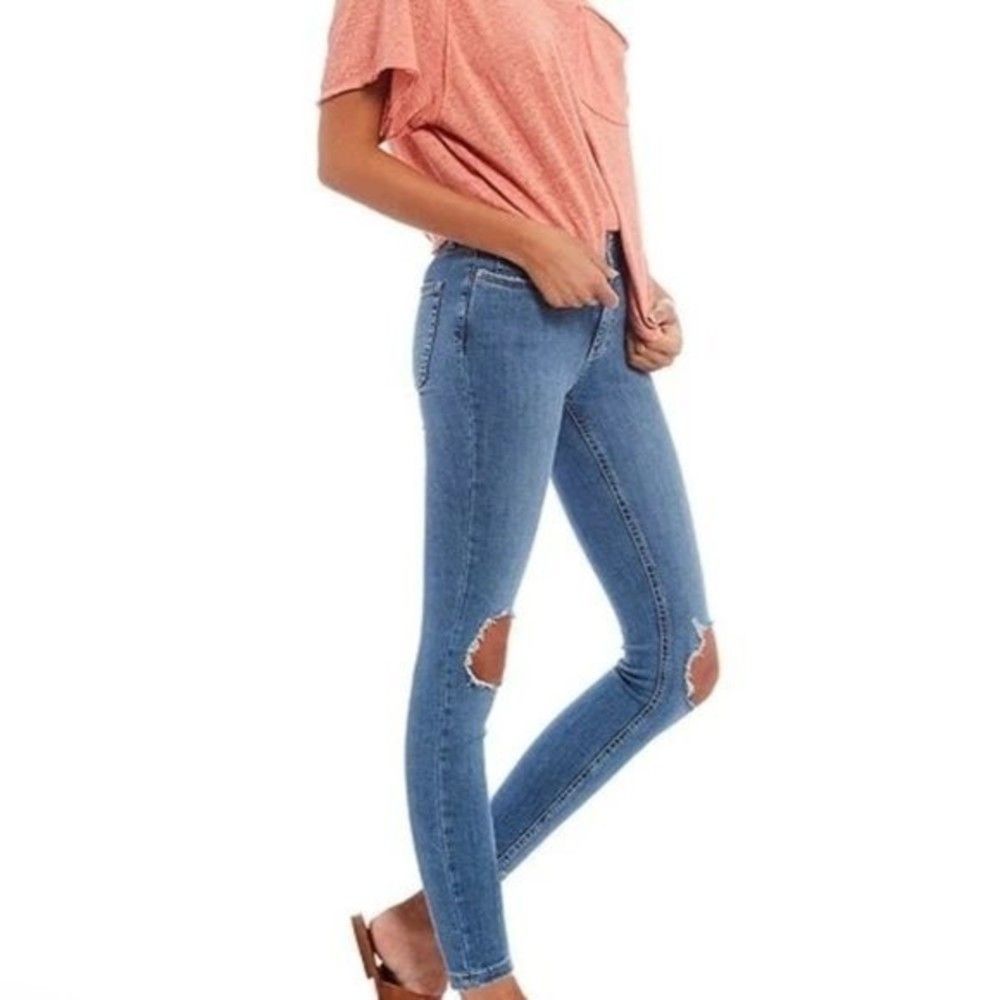 NWT Free People Mid Rise stone blue Jeans